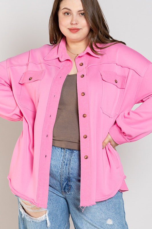 Curvy Button Front Closure Jacket