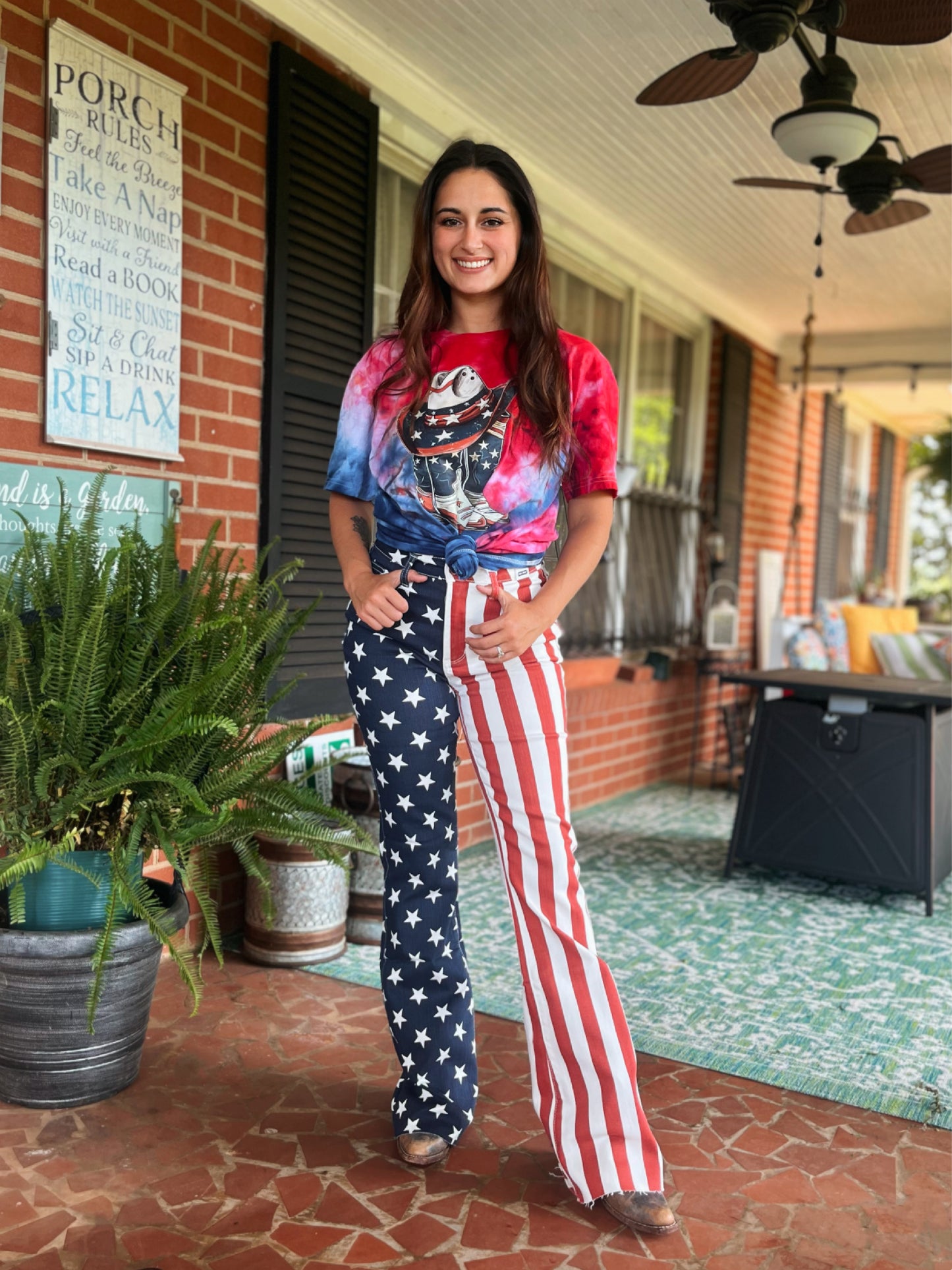 Tie Dye Patriotic Booties Tee