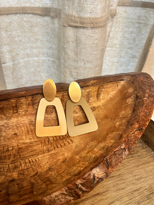 Gold Brushed Dangle Earrings