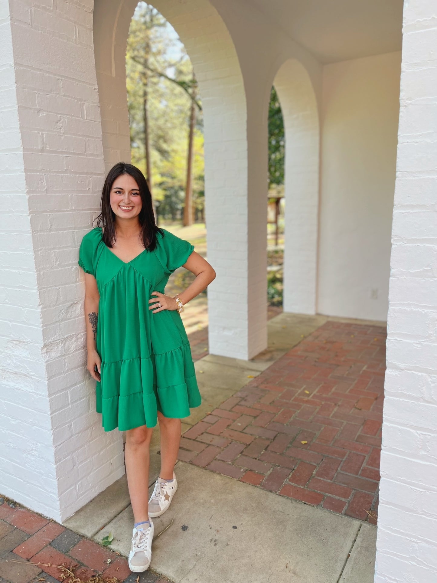 Kelly Green Tiered Dress